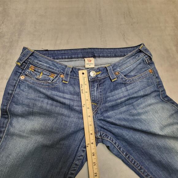 True Religion Jeans Womens 32 Blue Straight Made In USA Stretch Denim Mid Rise - Picture 7 of 11